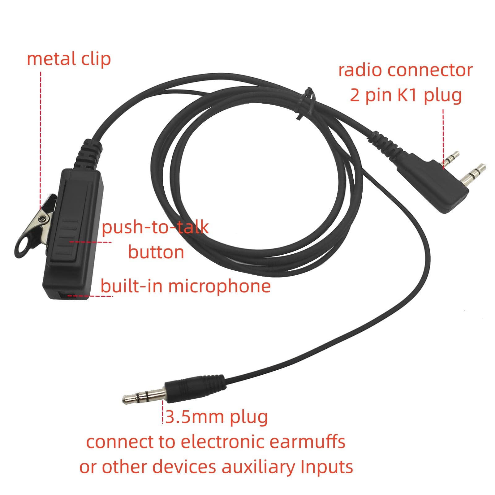 Amazon.com: PZYPYM Ptt Mic Adapter 3.5mm Aux 2pin Cable Connector